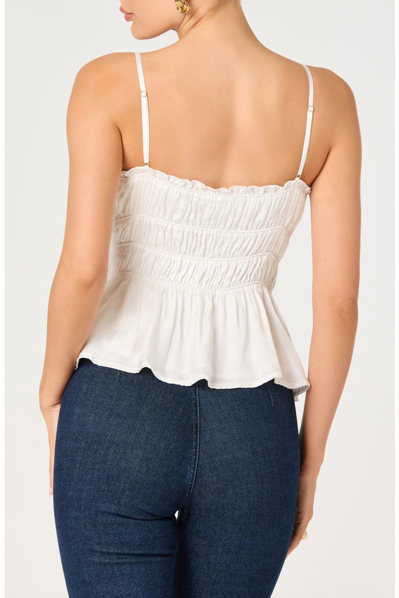 Fabiola Shirred Tie Front Button-Up Peplum Top, Alternate, color, WHITE