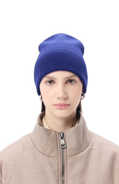 Gobi Mongolian Cashmere Cashmere Rib Knit Beanie In Deep Cobalt