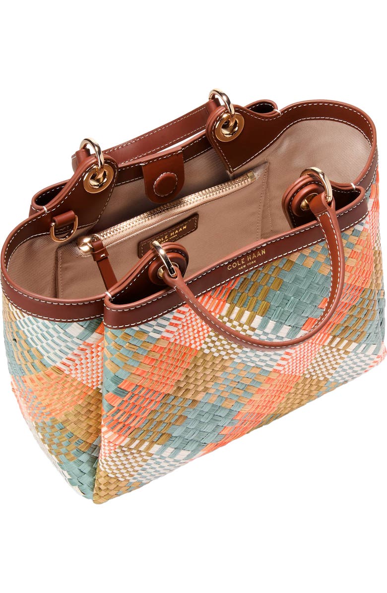 Cole Haan Small Midtown Crossbody Tote, Alternate, color, Multi Color Woven Raffia Print