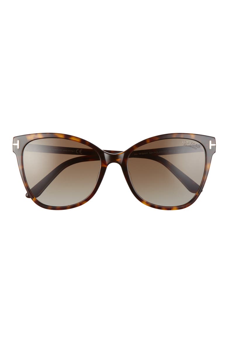 Ani 58mm Gradient Polarized Cat Eye Sunglasses, Main, color, DARK HAVANA/ POLARIZED BROWN