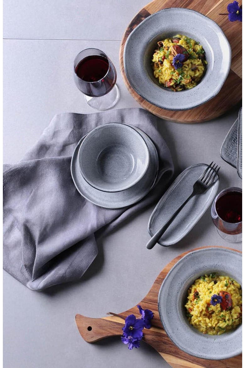 Shallow Organic Oval Platter Small Set of 4, Alternate, color, Dust