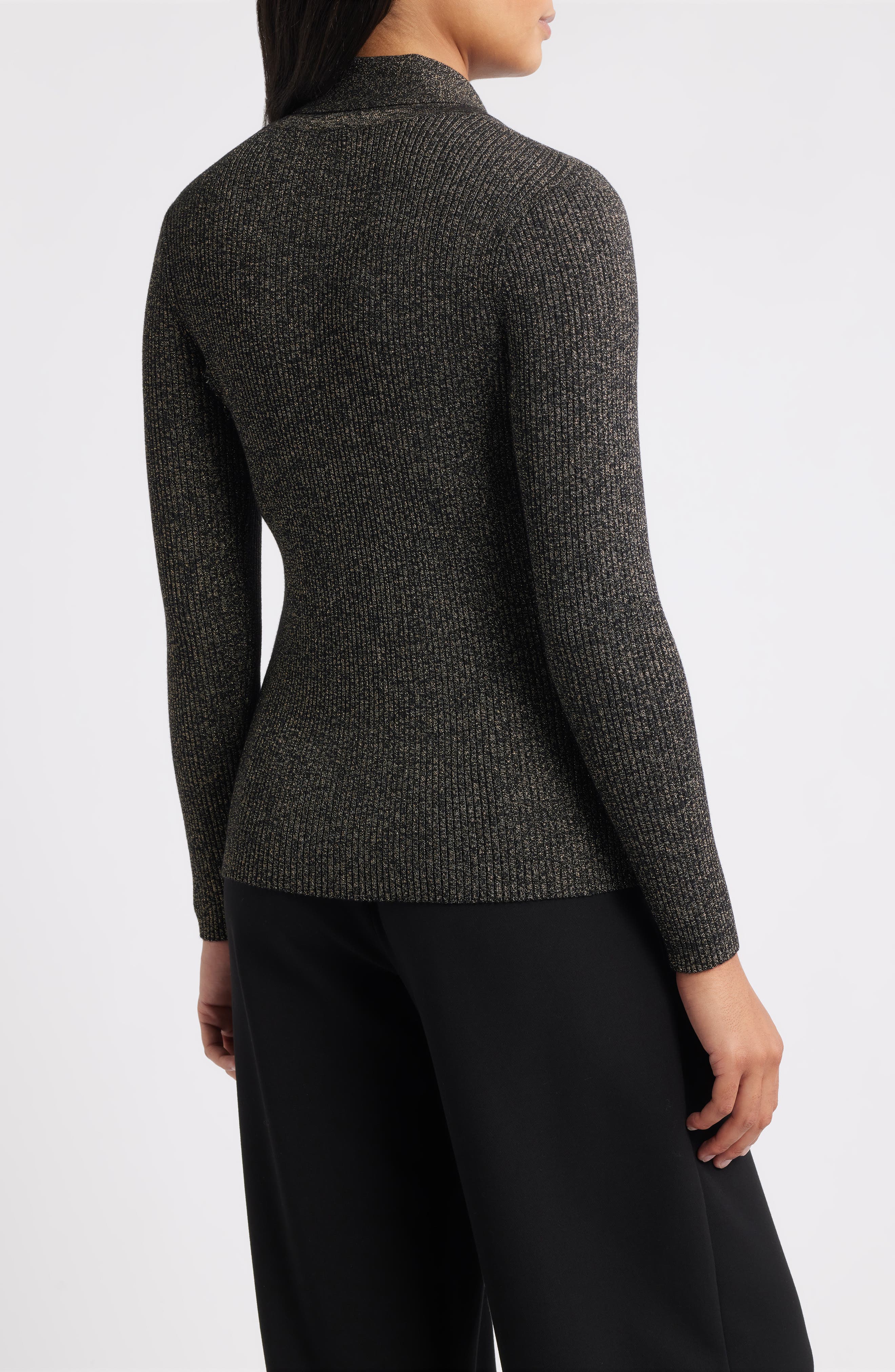 Tie Neck Rib Sweater - image 2