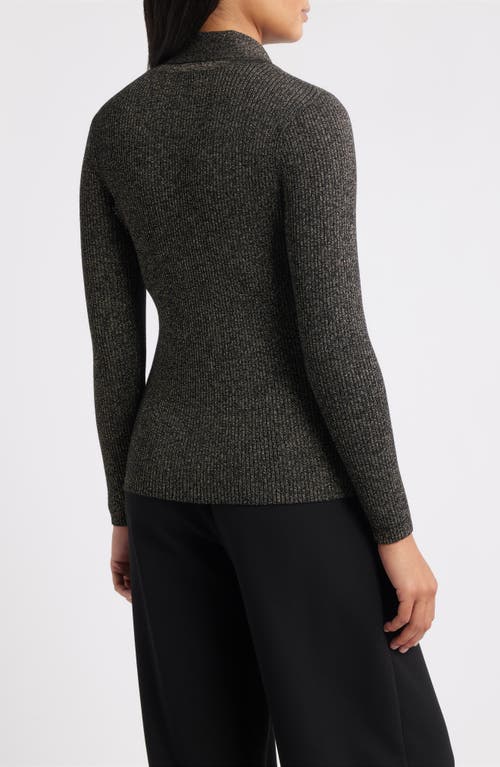 Anne Klein Tie Neck Rib Sweater In Gray