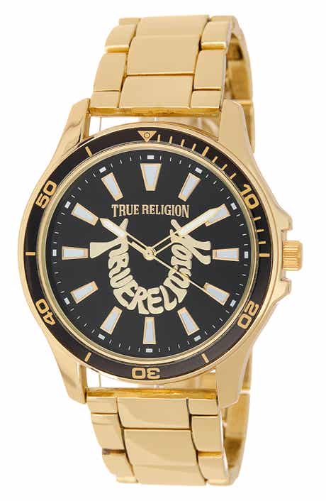 True Religion Arched Logo Bracelet Watch, 42.6mm