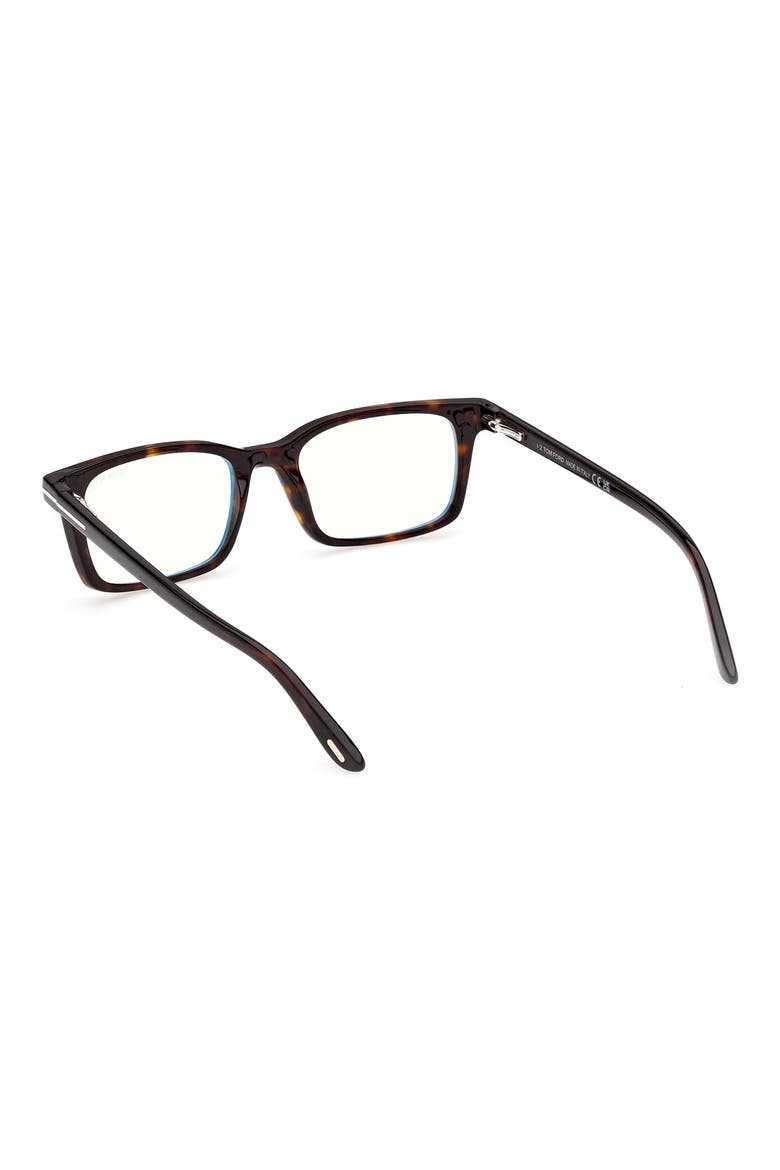 53mm Rectangular Blue Light Blocking Glasses with Clip-On Sun Lens, Alternate, color, SHINY DARK HAVANA WITH ROSE G