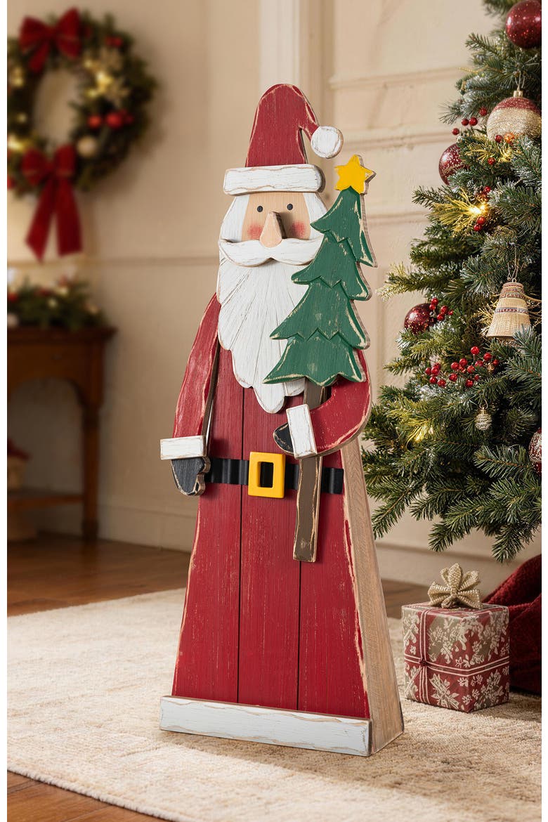Christmas Chunky Wood Santa Snowman Porch Decor, Alternate, color, Red