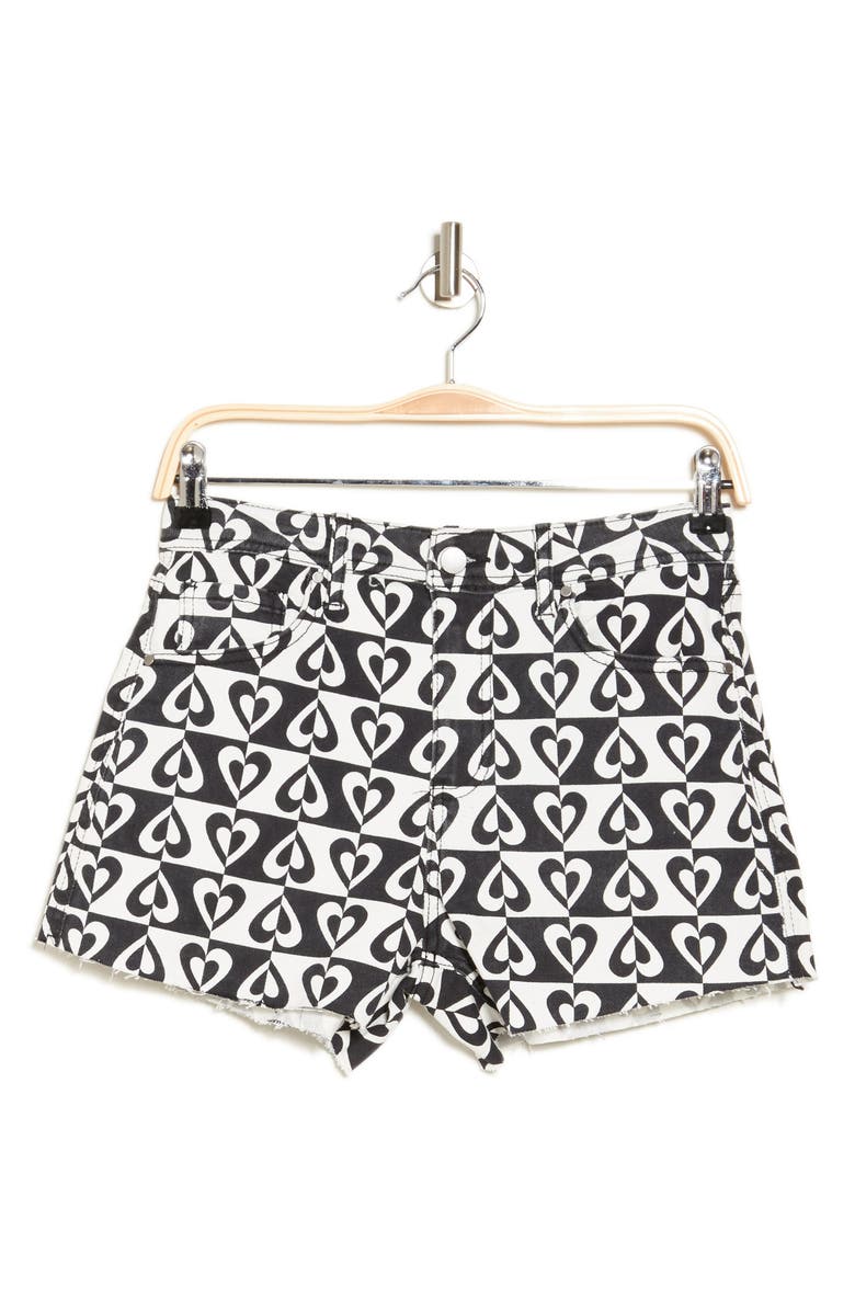 Tinseltown Print Relaxed Denim Shorts, Alternate, color, Black White Checkheart