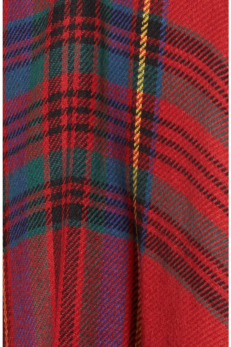 Reversible Plaid & Herringbone Cape, Alternate, color, RED