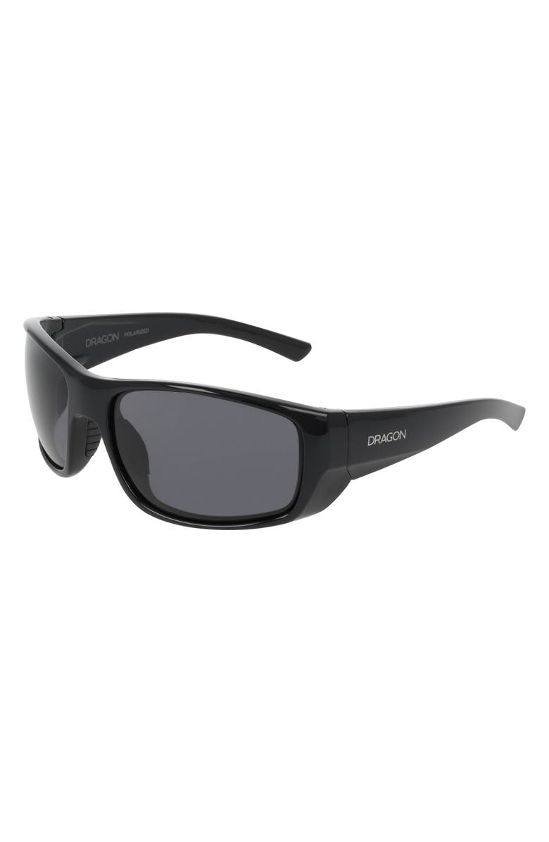 DRAGON 64mm Oversize Rectangular Sunglasses, Alternate, color, Shiny Black/ Smoke