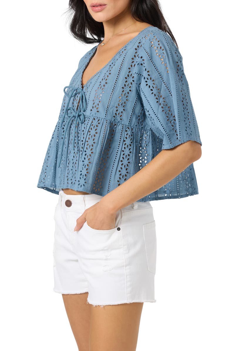 O'Neill Loni Eyelet Babydoll Top, Alternate, color, Provincial Blue