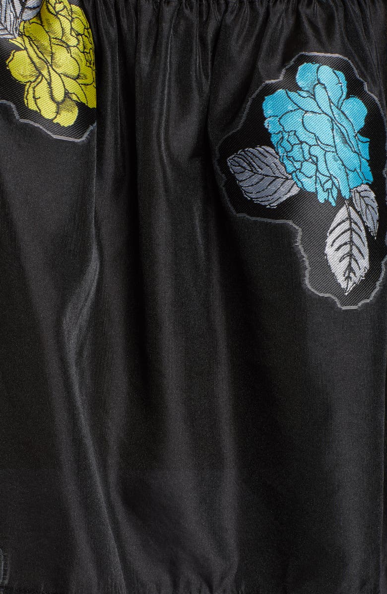 Ganni Patch Detail Organza Puff Sleeve Swing Top, Alternate, color, Black