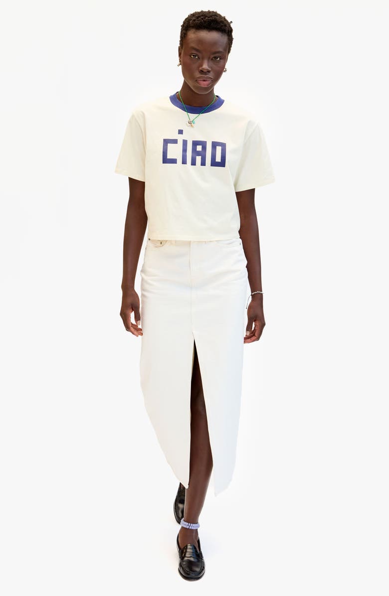 Clare V. Le Caree Block Ciao T-Shirt, Alternate, color, Cream