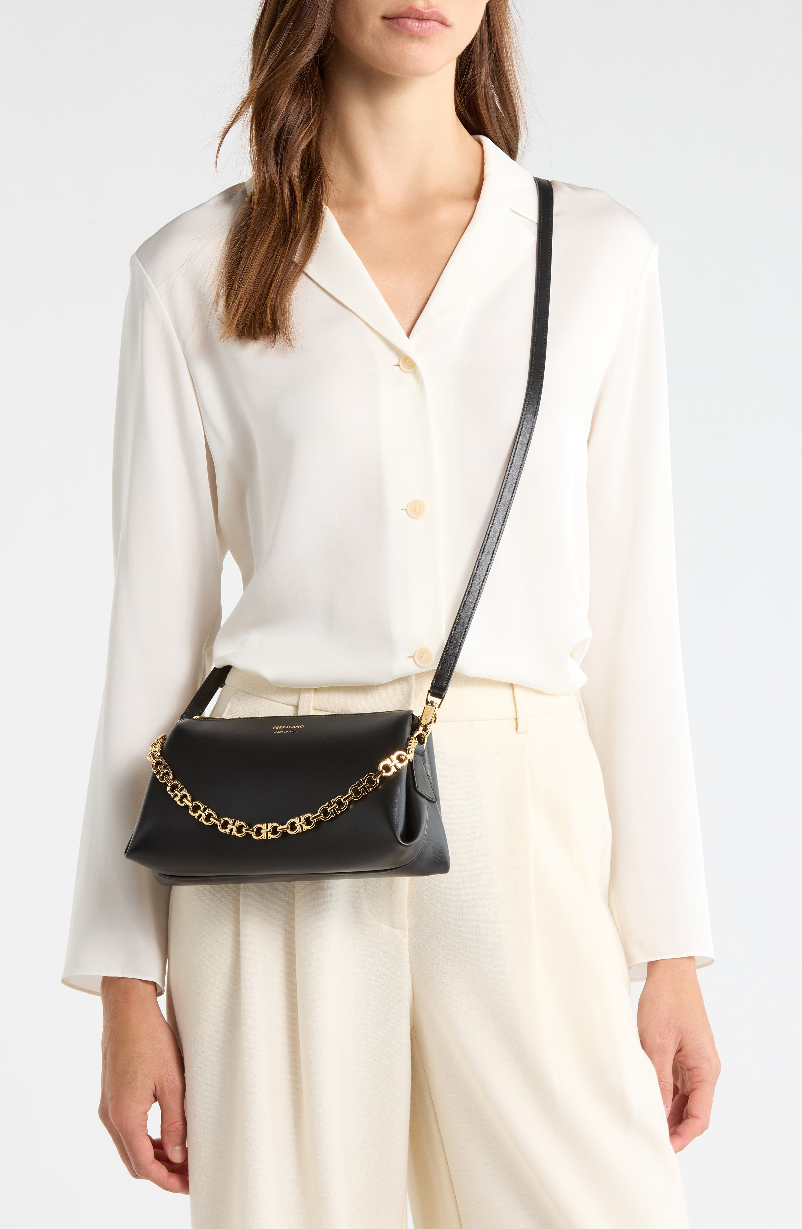 FERRAGAMO Mini New Line Shoulder Bag, Alternate, color, Nero