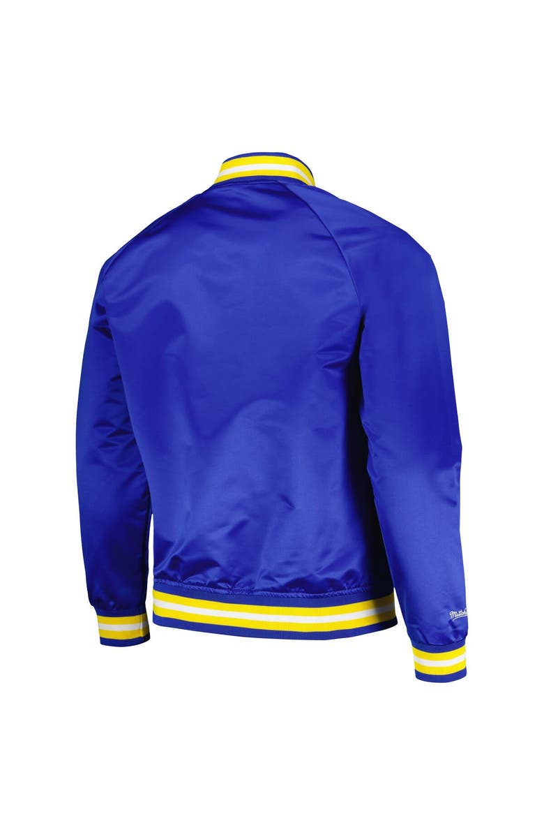Mitchell & Ness Men's Mitchell & Ness Royal Golden State Warriors Hardwood Classics  Throwback Wordmark Raglan Full-Snap Jacket, Alternate, color, 