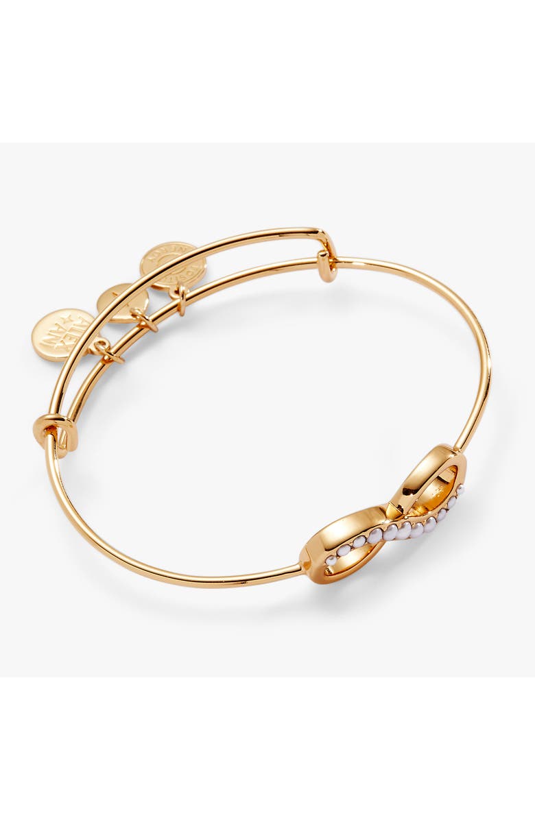 Alex and Ani Pearl Basics  Infinity Inline Bangle Bracelet, Alternate, color, Pearl