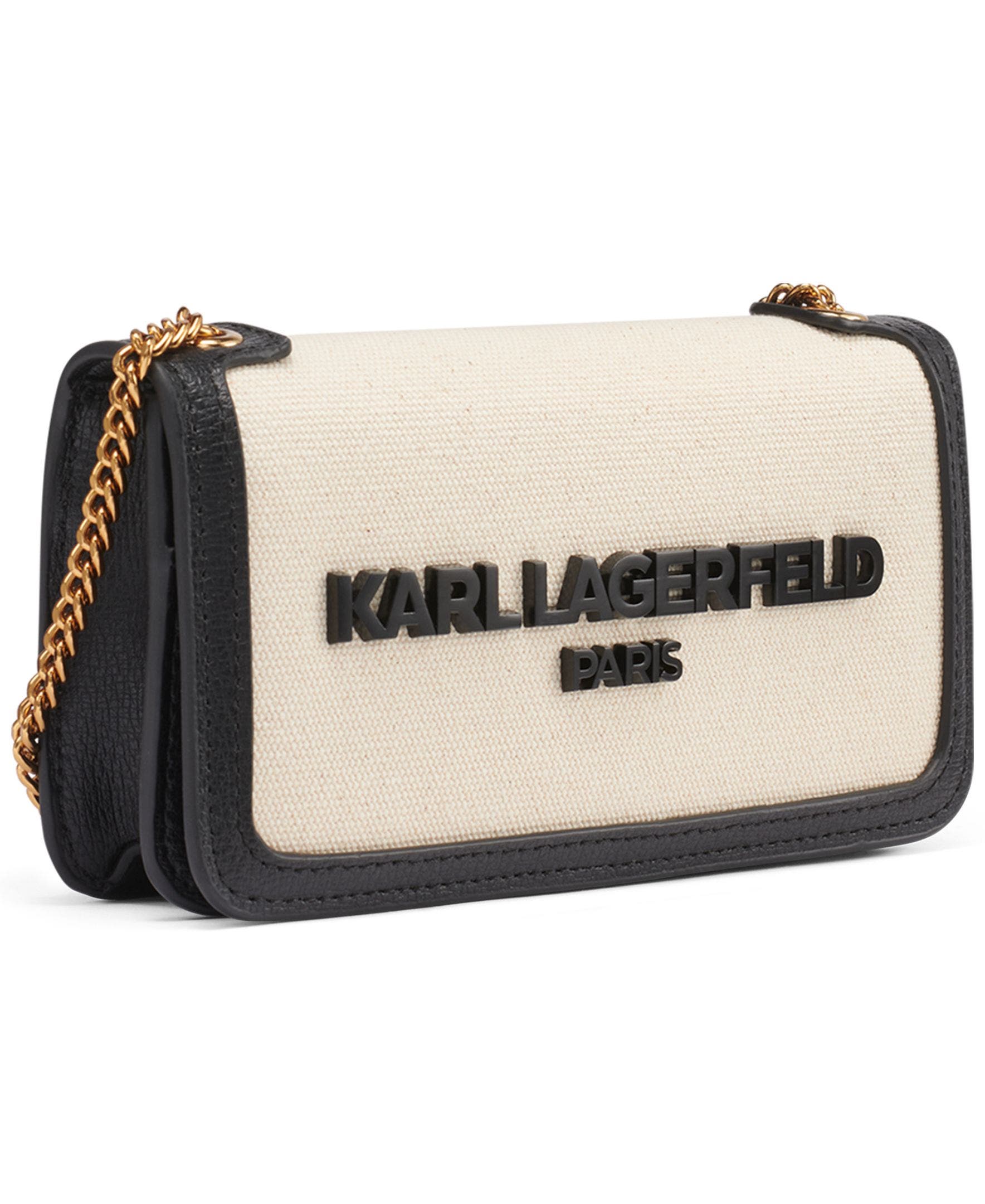KARL LAGERFELD PARIS Kosette Canvas Shoulder, Alternate, color, Natural/Black