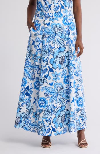 Shop By Design Abigail Floral Print Maxi Skirt In Picasso