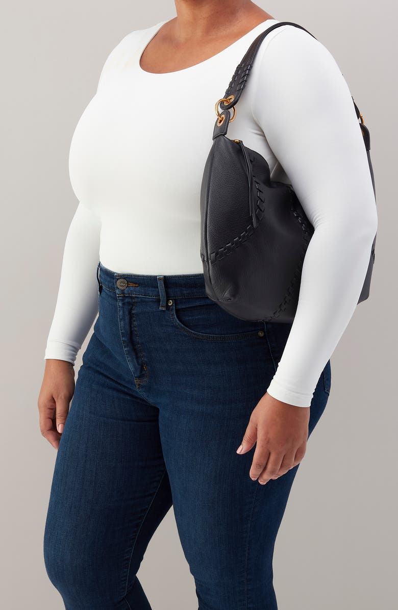 HOBO Opal Leather Shoulder Bag, Alternate, color, Black