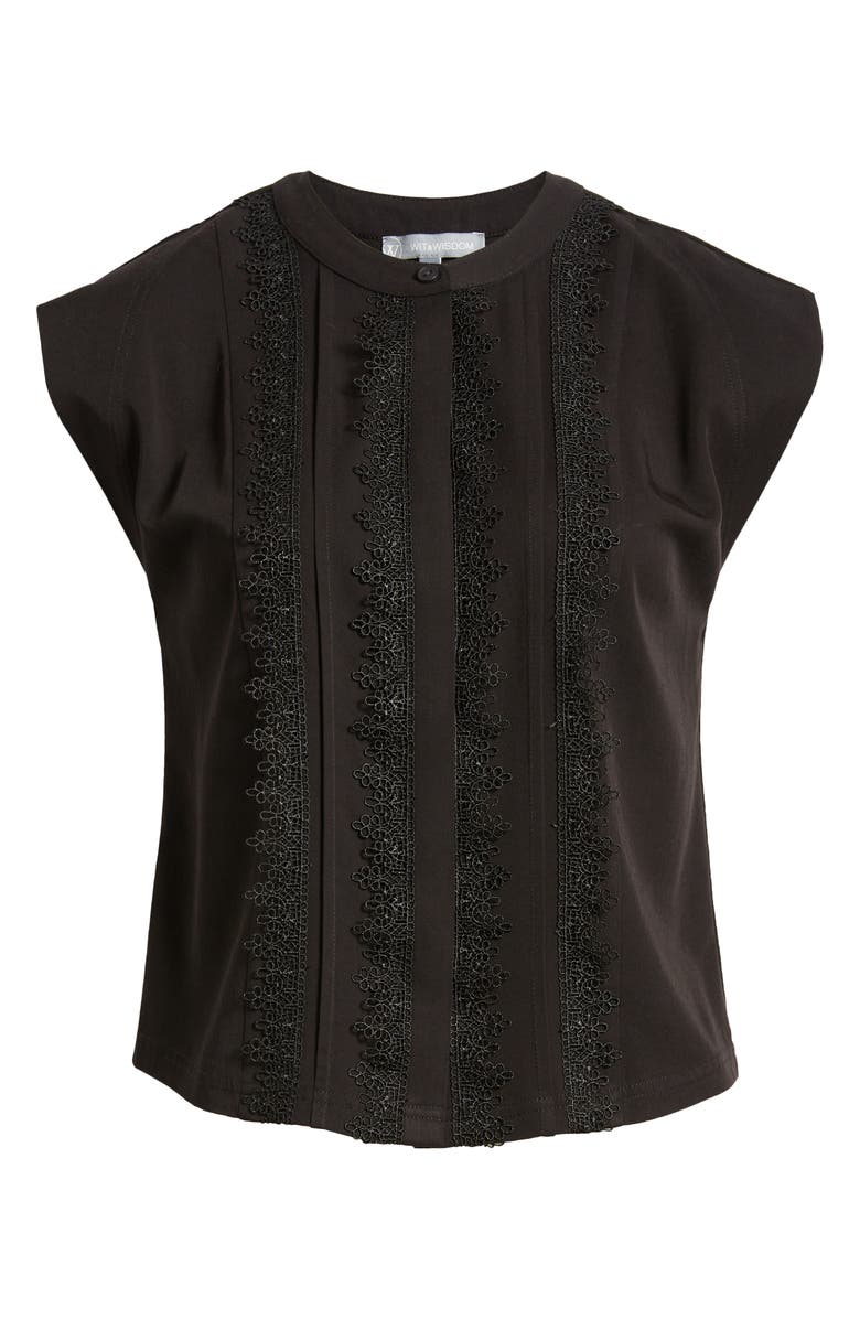 Wit & Wisdom Embellished Cap Sleeve Button-Up Shirt, Alternate, color,