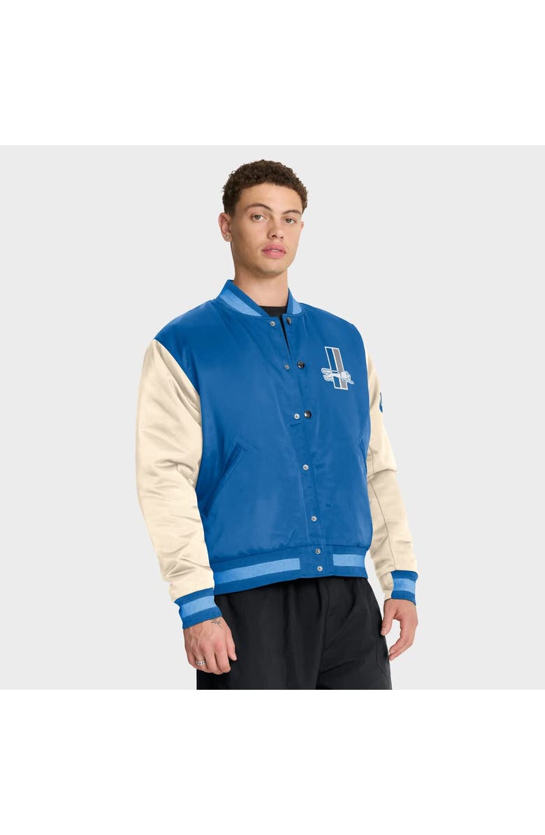 Nike Men's Nike Blue/Cream Detroit Lions Rewind Legacy Full-Snap Bomber Jacket, Main, color, Blue