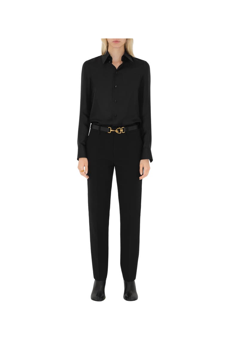 Burberry Leather Equestrian Belt, Alternate, color, Black