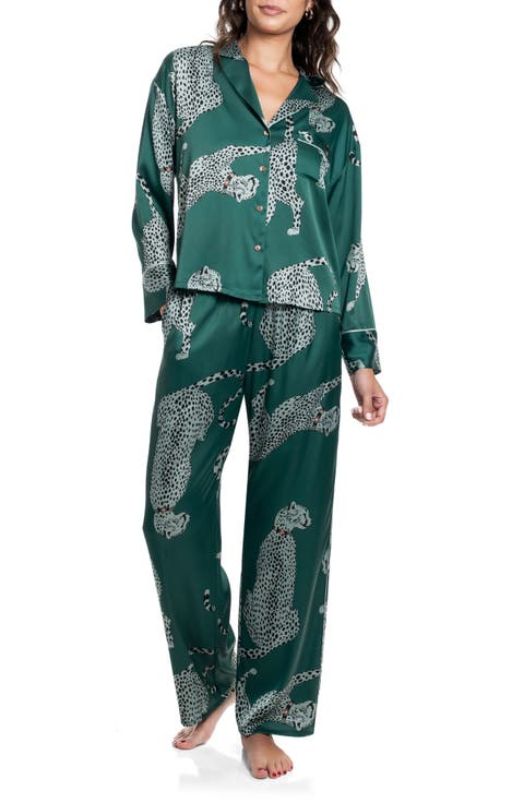 Satin Notch Lapel Pajamas