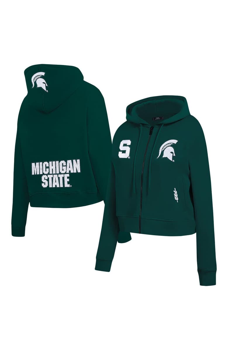 PRO STANDARD Women's Pro Standard Green Michigan State Spartans Game Day Sequin Full-Zip Hooded Jacket, Alternate, color, 