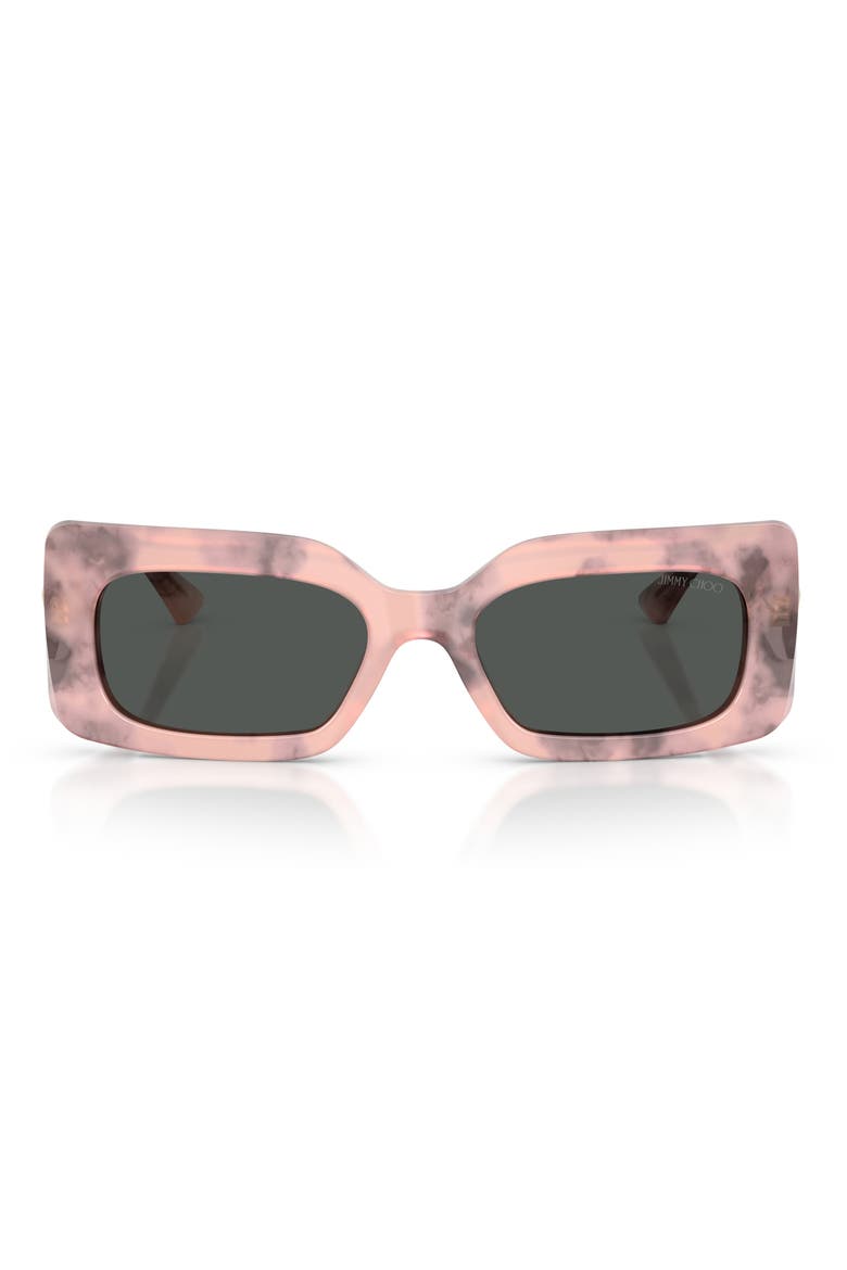 53mm Rectangular Sunglasses, Main, color, ROSE HAVANA / DARK GREY