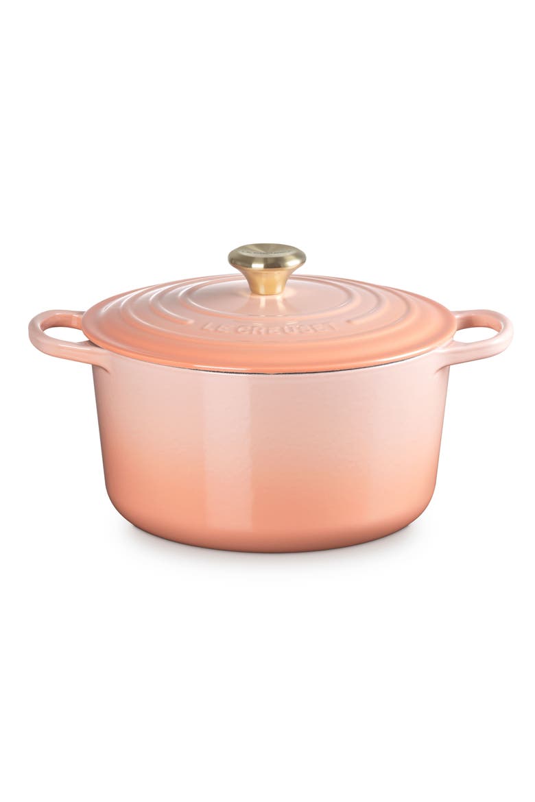 Signature 6.5-Quart Round Enamel Cast Iron Dutch Oven, Main, color, PECHE