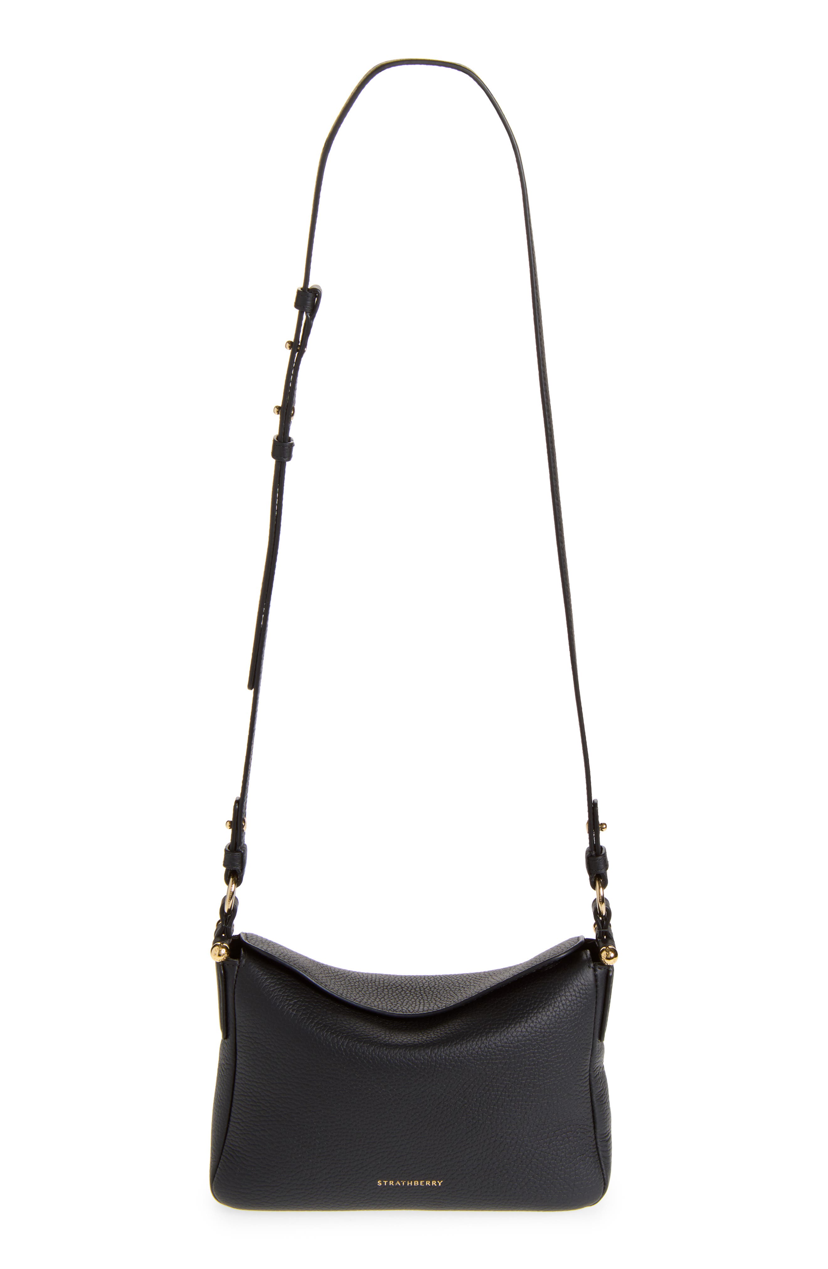 Sway Grained Leather Shoulder Bag, Main, color, BLACK