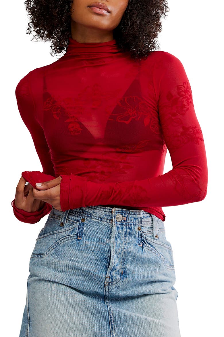 You Decide Lace Mesh Top, Main, color, DEEP CHERRY