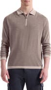 Bugatchi Long Sleeve Merino Wool Quarter Zip Polo Sweater