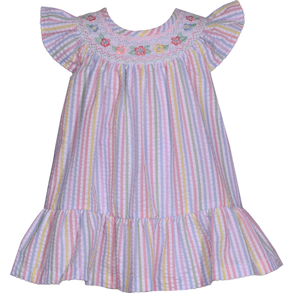 IRIS & IVY IRIS & IVY FLUTTER SLEEVE SMOCKED SEERSUCKER DRESS