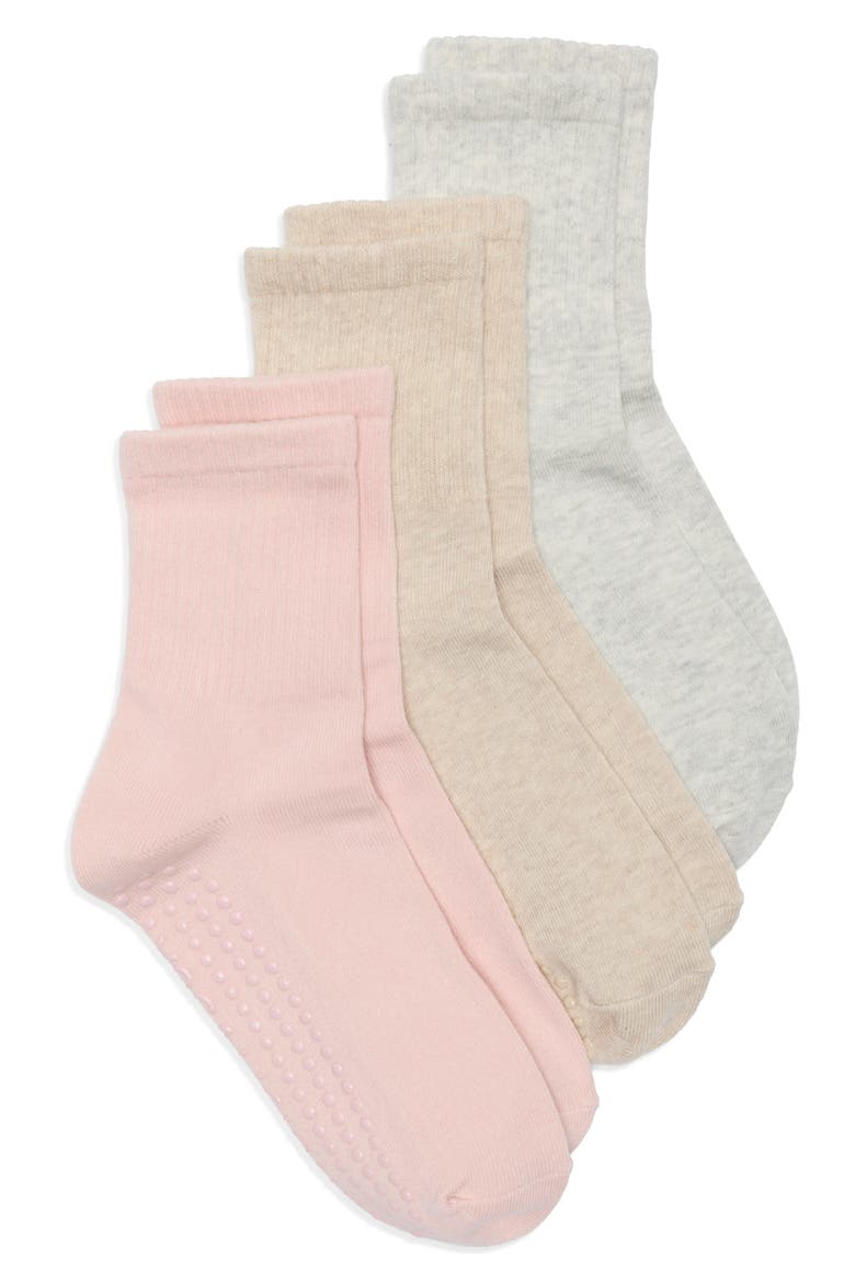 Pack of 3 Pilates Crew Socks, Main, color, SOFT NEUTRAL MULTI