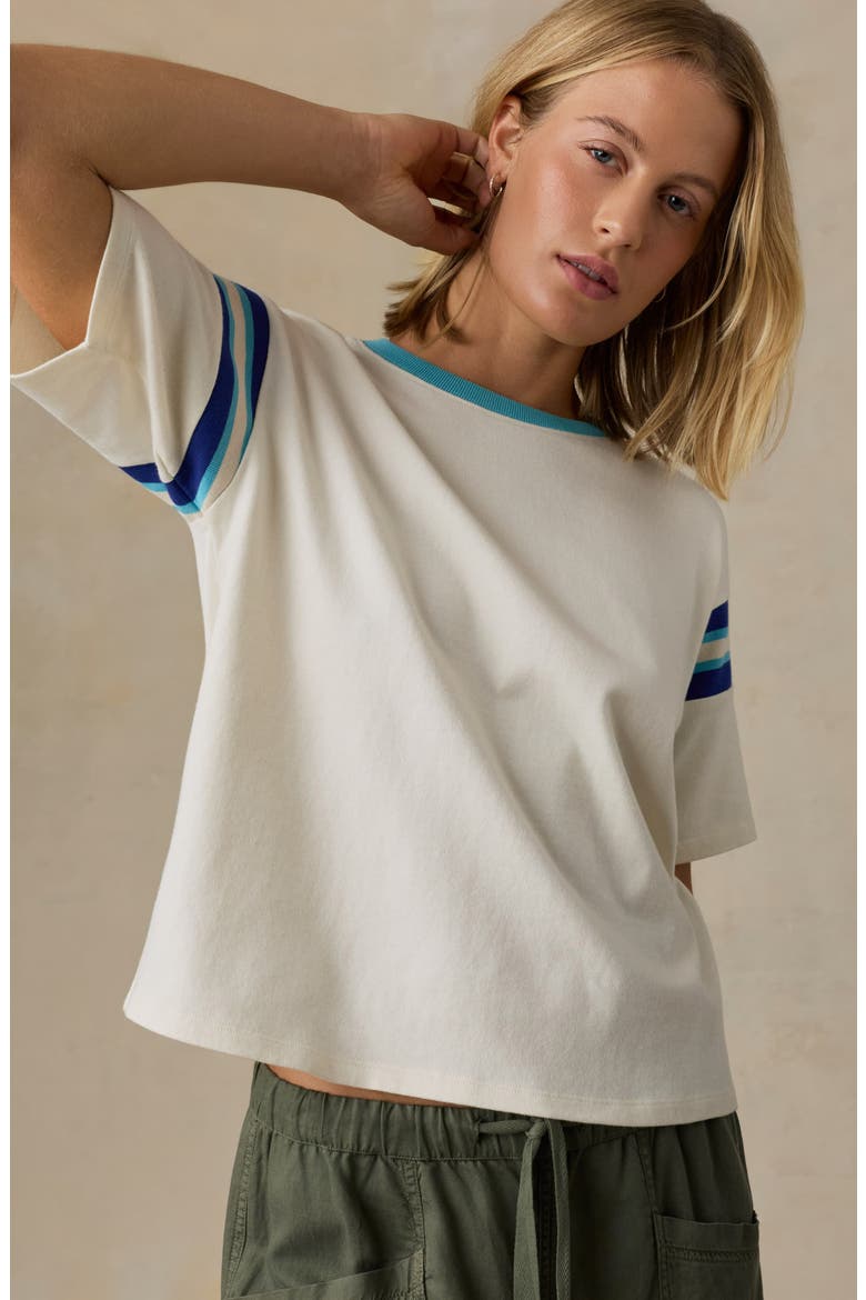 Throwback Stripe Sleeve Organic Cotton T-Shirt, Alternate, color, SEASIDE VARSITY