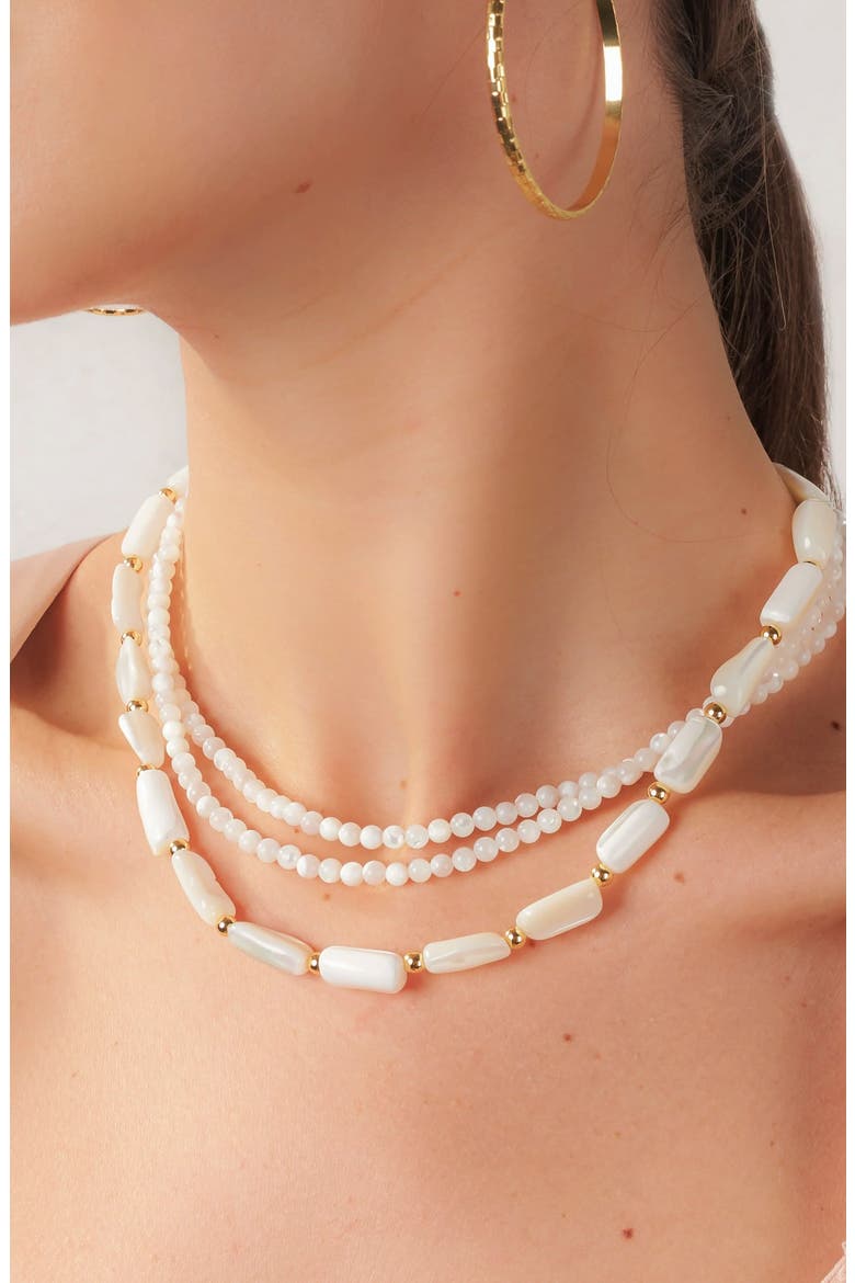 Freshwater Pearl Three Strand Necklace, Alternate, color, PEARL WHITE