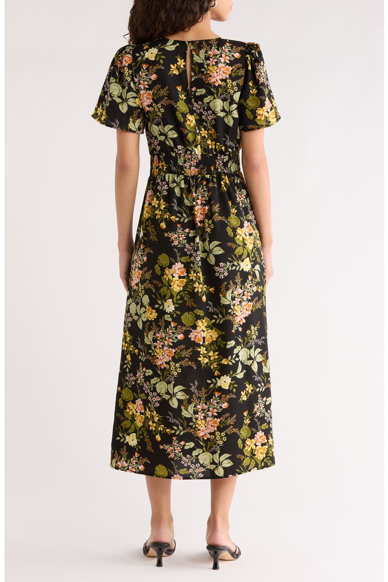 Dusk Bloom Floral Midi Dress, Alternate, color, BLACK MULTI