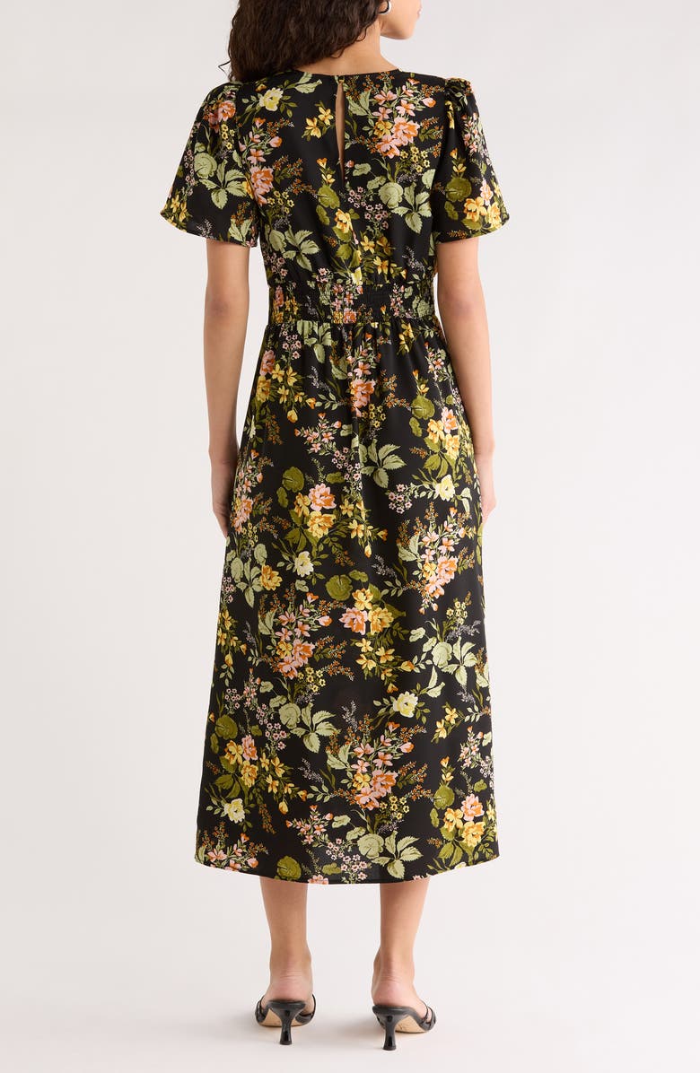 SUGARLIPS Night Bloom Floral Midi Dress, Alternate, color, 