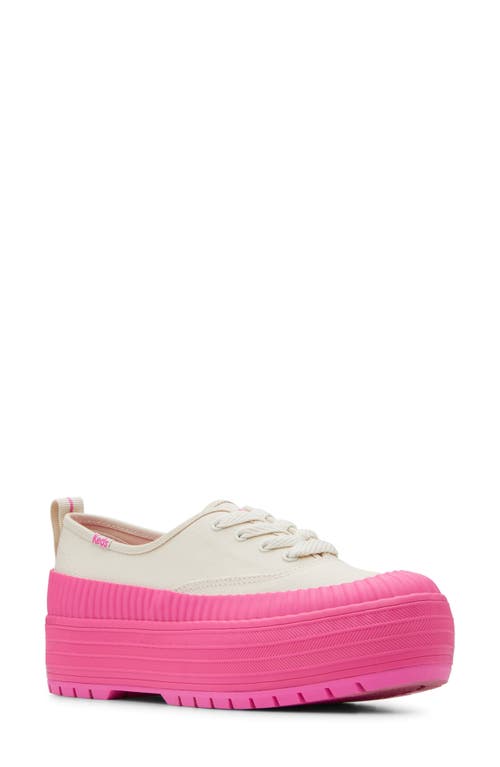 Keds® Platform Lug Sneaker in Oatmeal/Pink 