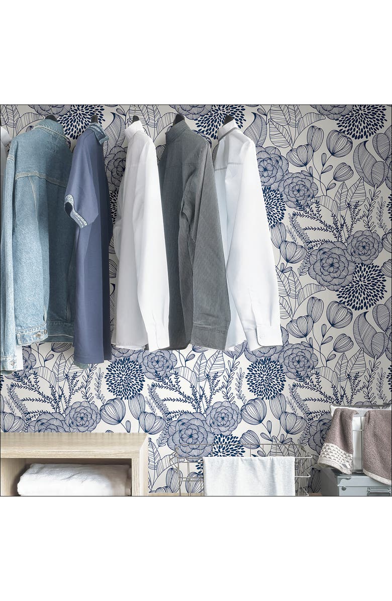 Wallpops Navy Secret Garden Peel & Stick Wallpaper, Alternate, color, Blue