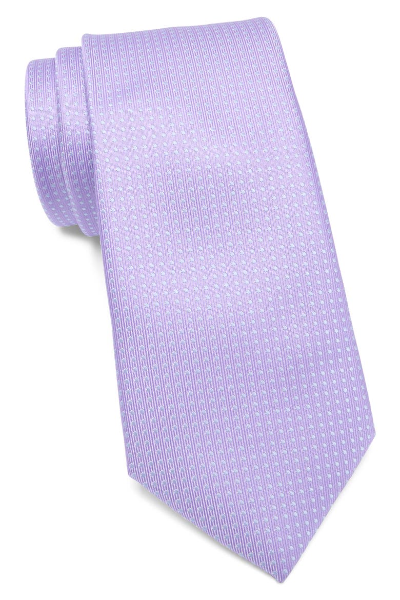 Polka Dot Satin Tie, Main, color, PURPLE