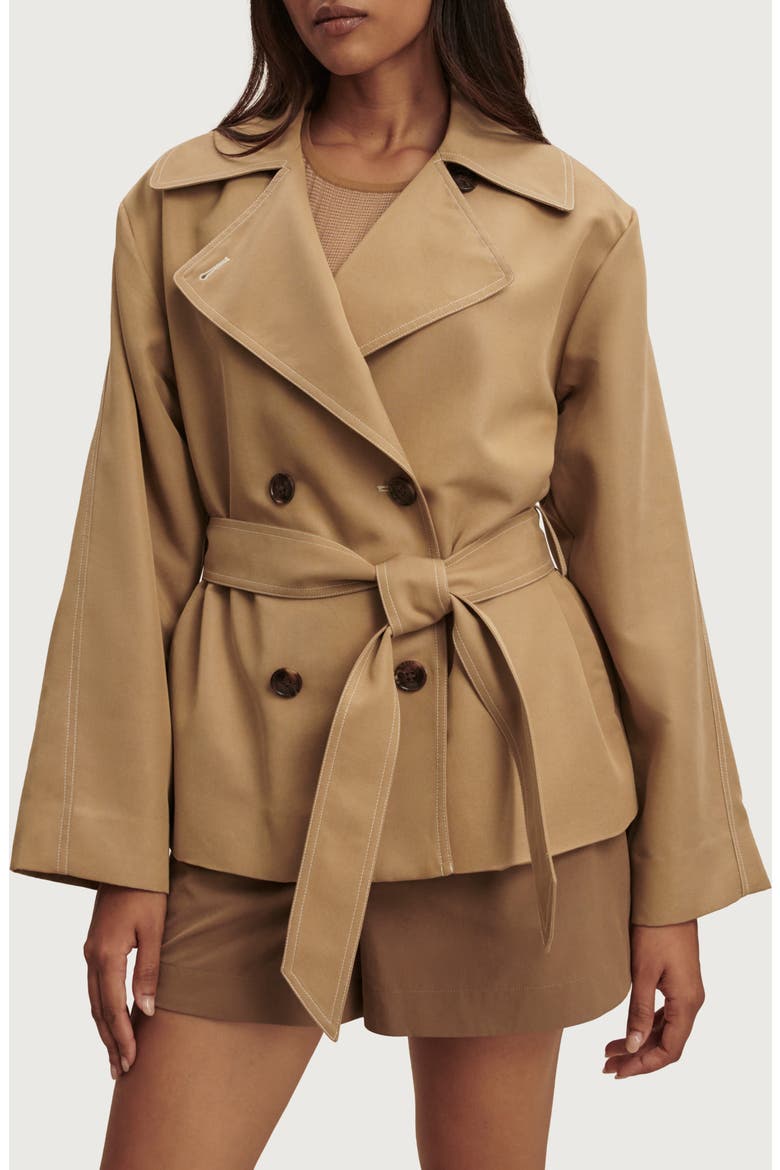 Maddox Short Trench Coat, Main, color, LIGHT TAN