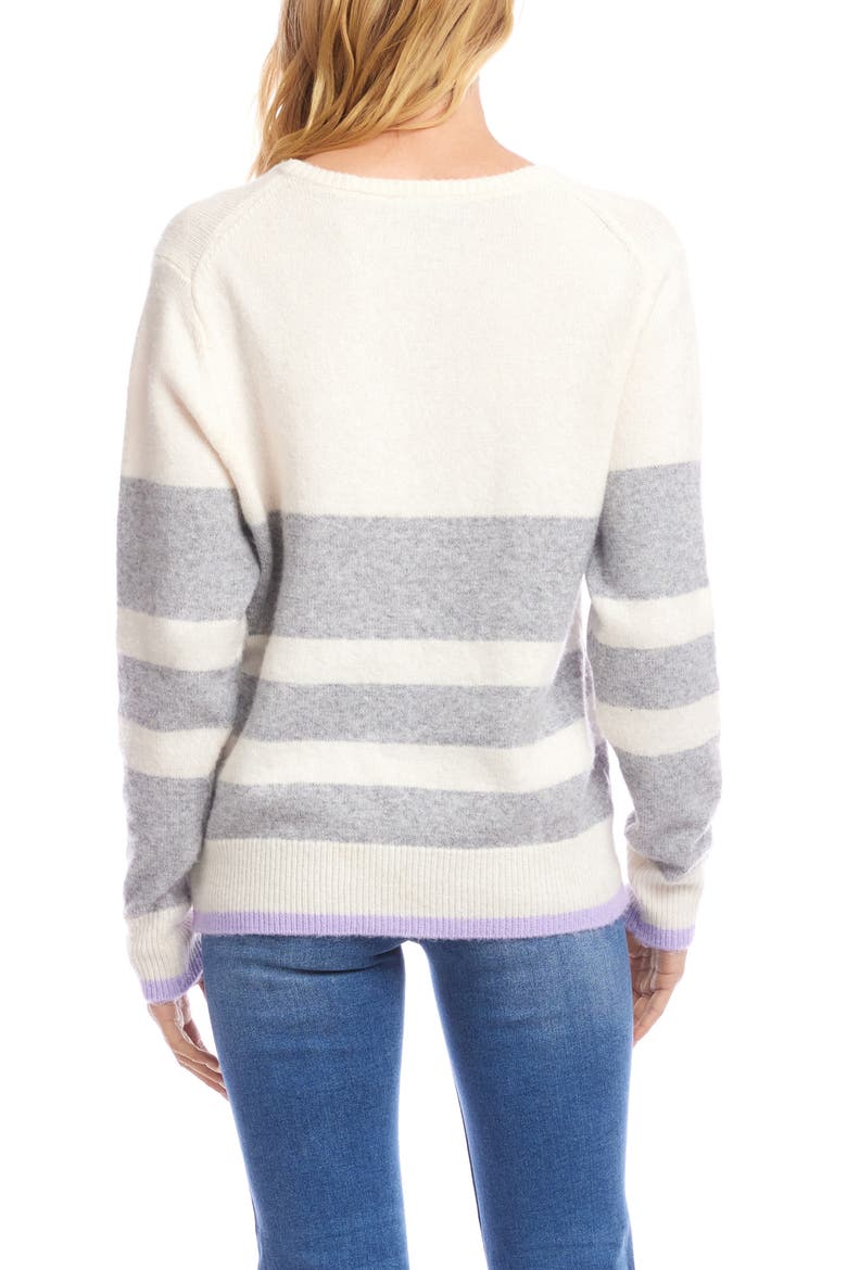 Stripe V-Neck Sweater, Alternate, color, STRIPE