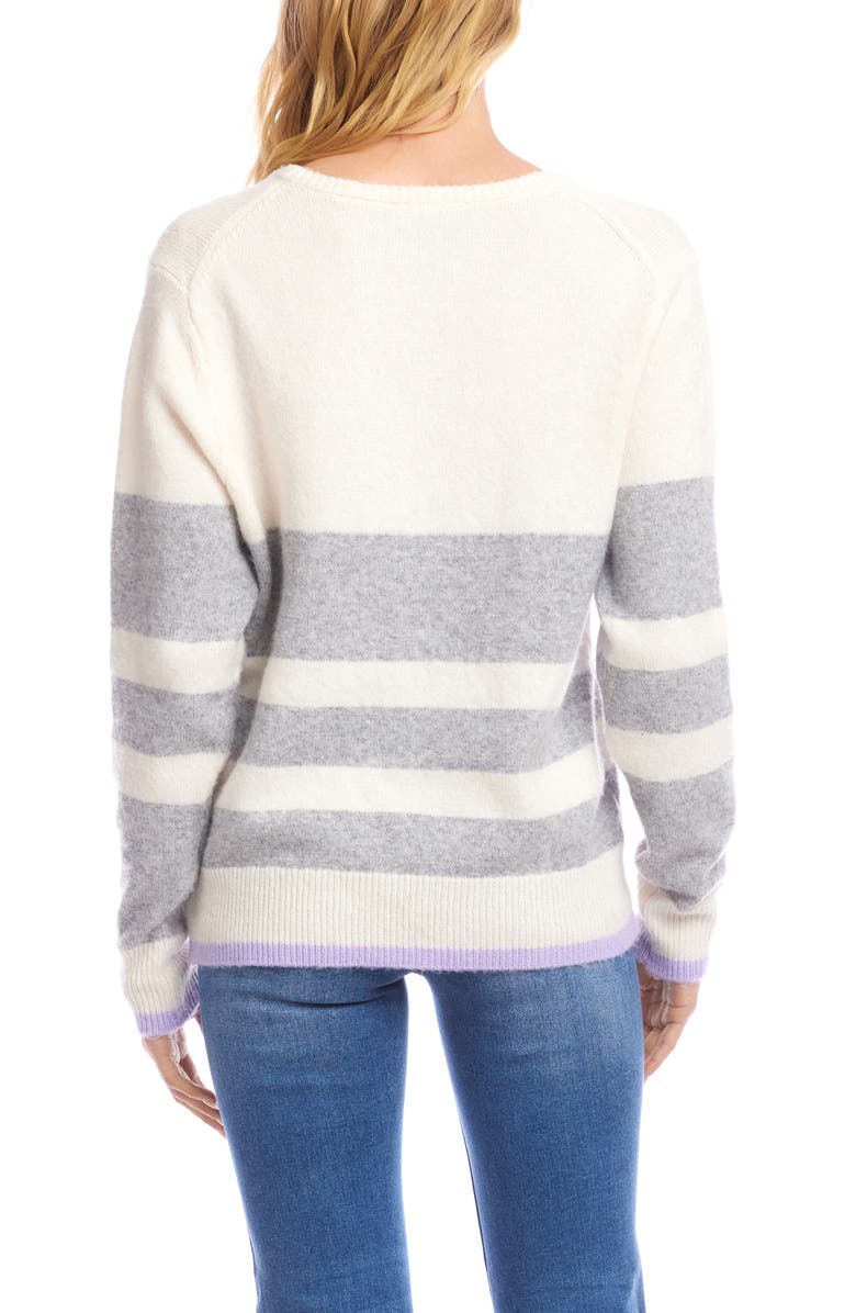 Karen Kane Stripe V-Neck Sweater, Alternate, color, Stripe