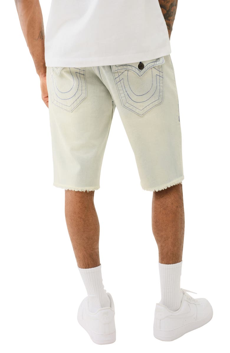 True Religion Ricky Fray Hem Straight Leg Denim Shorts, Alternate, color, Blue Mariner Light Wash