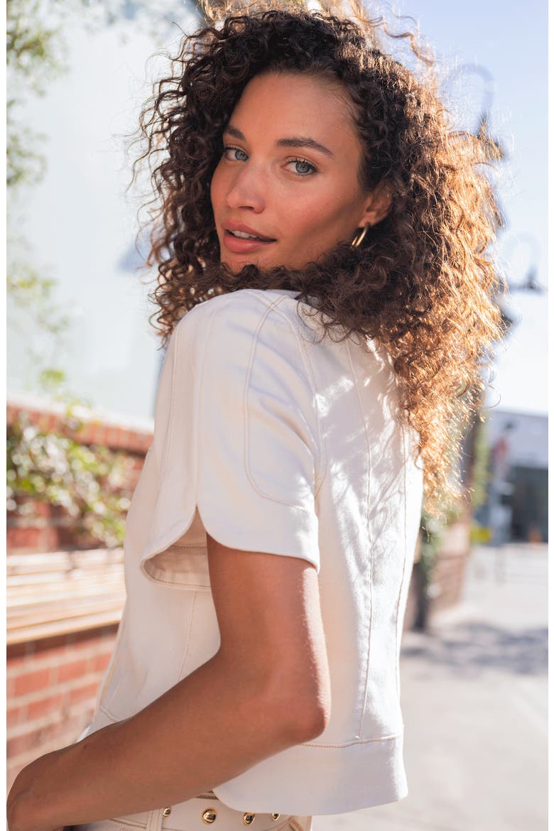 Short Sleeve Crop Jacket, Alternate, color, DESERT DUNES