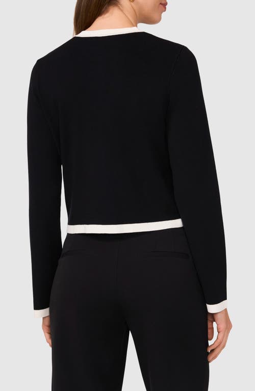Halogenr Halogen(r) Contrast Trim Cardigan In Rich Black