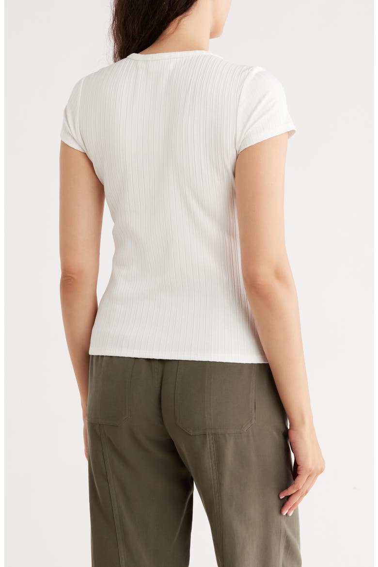 Crewneck Cap Sleeve Rib Top, Alternate, color, BONE