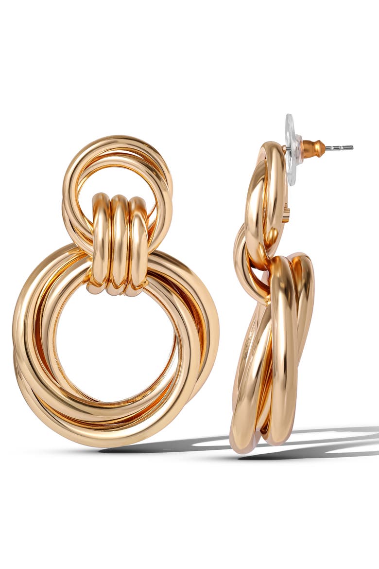 Interlocking Loop Earrings, Alternate, color, Gold