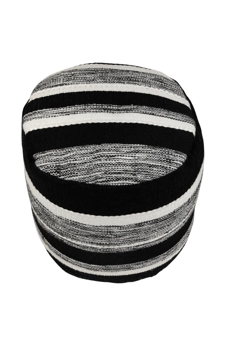 Northlight 18" Black and White Striped Outdoor Woven Pouf Ottoman, Alternate, color,